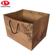 Brown Kraft Paper Print Gift Bag for Flowers