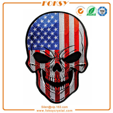 USA Flag Skull embroidered patch custom