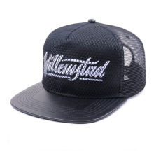 Custom Flat Brim Leather Brim Trucker Cap