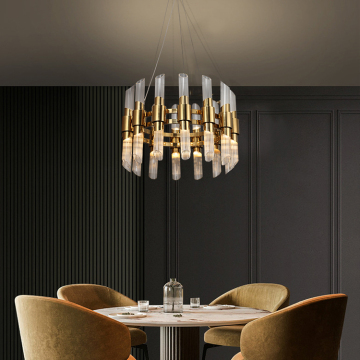 Modern Luxury Palace Round Glass LED Pendant Light