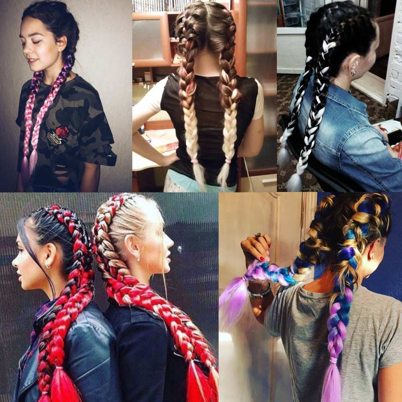 Aisi Hair 82 inch 165g Long Heat Resistant Synthetic Fiber Jumbo Braid Hair Extension Cheap Hairpieces