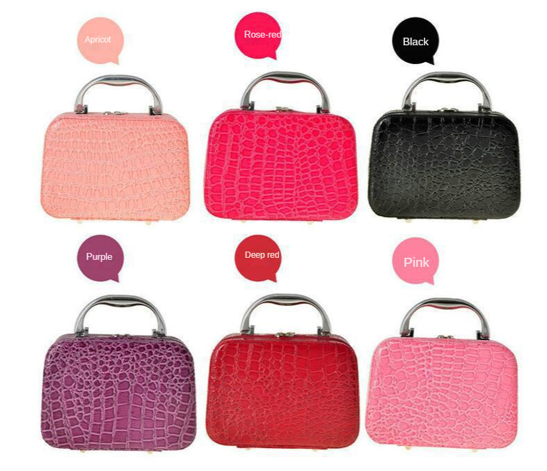 Korean Stone Pattern Cosmetic Case with Mirror Ladies Portable Storage Bag Square Zipper Cosmetic Bag Factory Wholesale