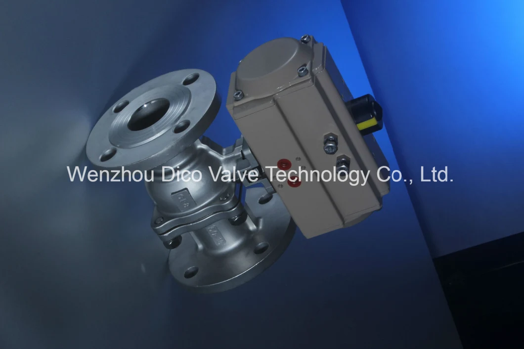 Lacquer Pneumatic Actuator Stainless Steel 2PC Ball Valve with Flanged End