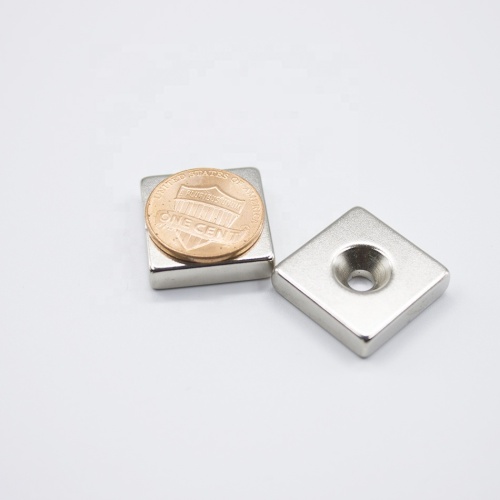 Neodymium square magnet with countersunk hole