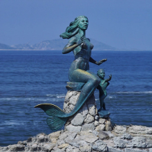 Best selling garden decorative metal nude mermaid sculptures life size mermaid statue figurines
