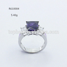 wholesale 925 sterling silver pink opal inlay Amethyst CZ ring