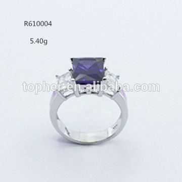 wholesale 925 sterling silver pink opal inlay Amethyst CZ ring