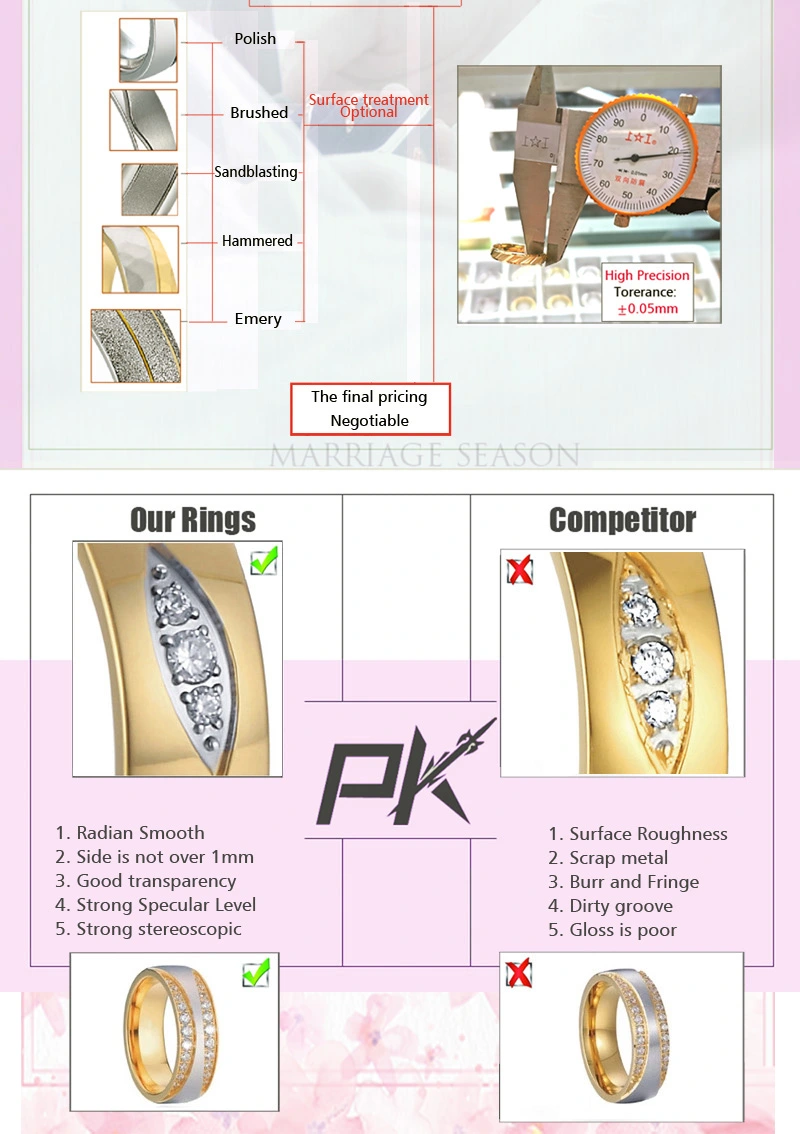 Fashion Design Jewelry Wedding Couple Bands Surgical Steel Ring