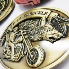 Wholesale High Quality THE BEER BUCKLE Motorcycle Beer Belt Buckle with Custom Logo