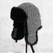outdoor ski knitted knit knitting trapper hat with earflap