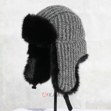 outdoor ski knitted knit knitting trapper hat with earflap
