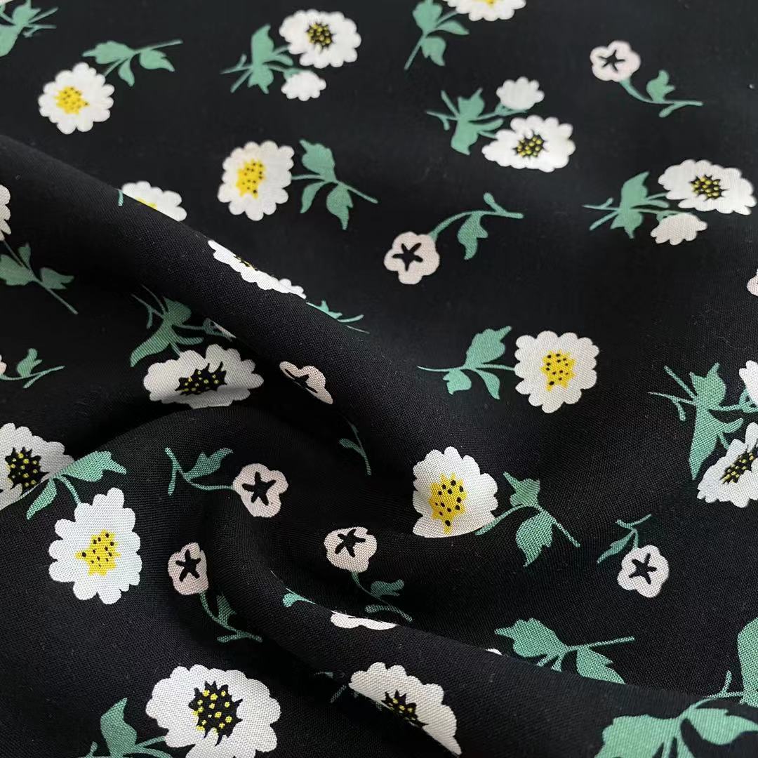 100%R 90Gsm High Quality Breathable Fabric Clothing Fabric Cotton Rayon Printed Knit Fabri