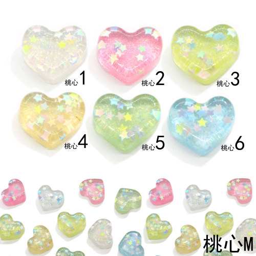 Glitter Star Heart Resin Crafts 100pcs Artificial Decoration Charms DIY Ornament For Earring Necklace Pendant Making