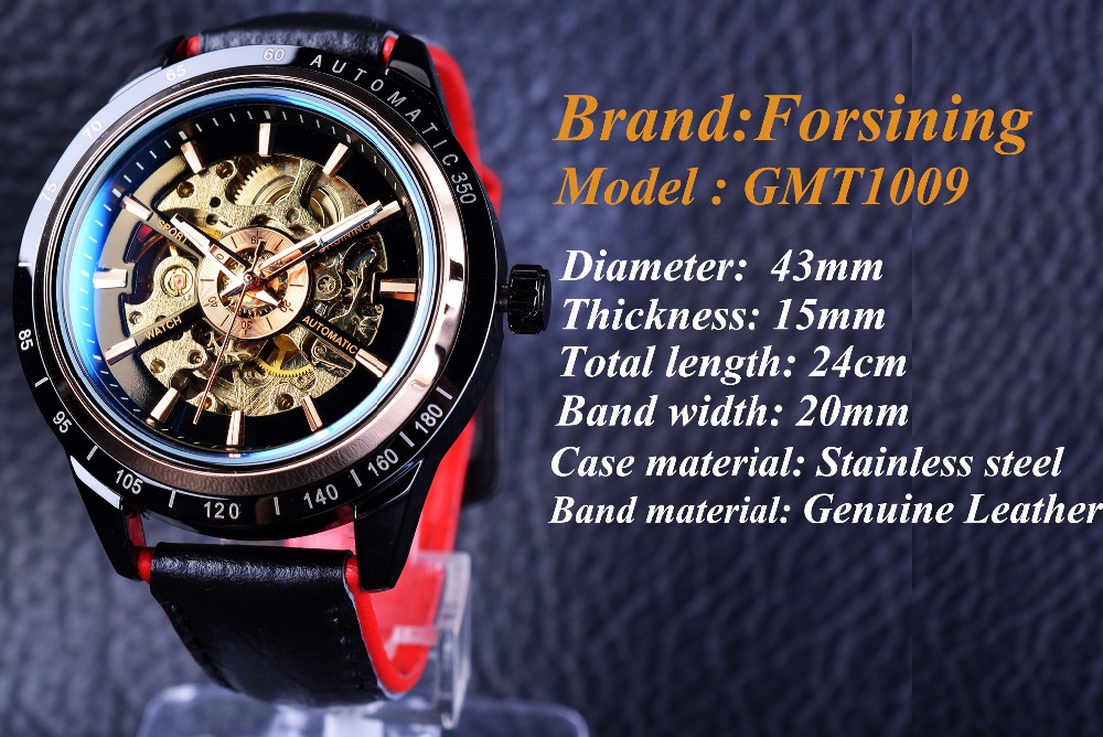 Top Brand Luxury Mens Forsining Motorcycle Design Transparent Genuine Strap Waterproof Skeleton Men Automatic Watches Clock