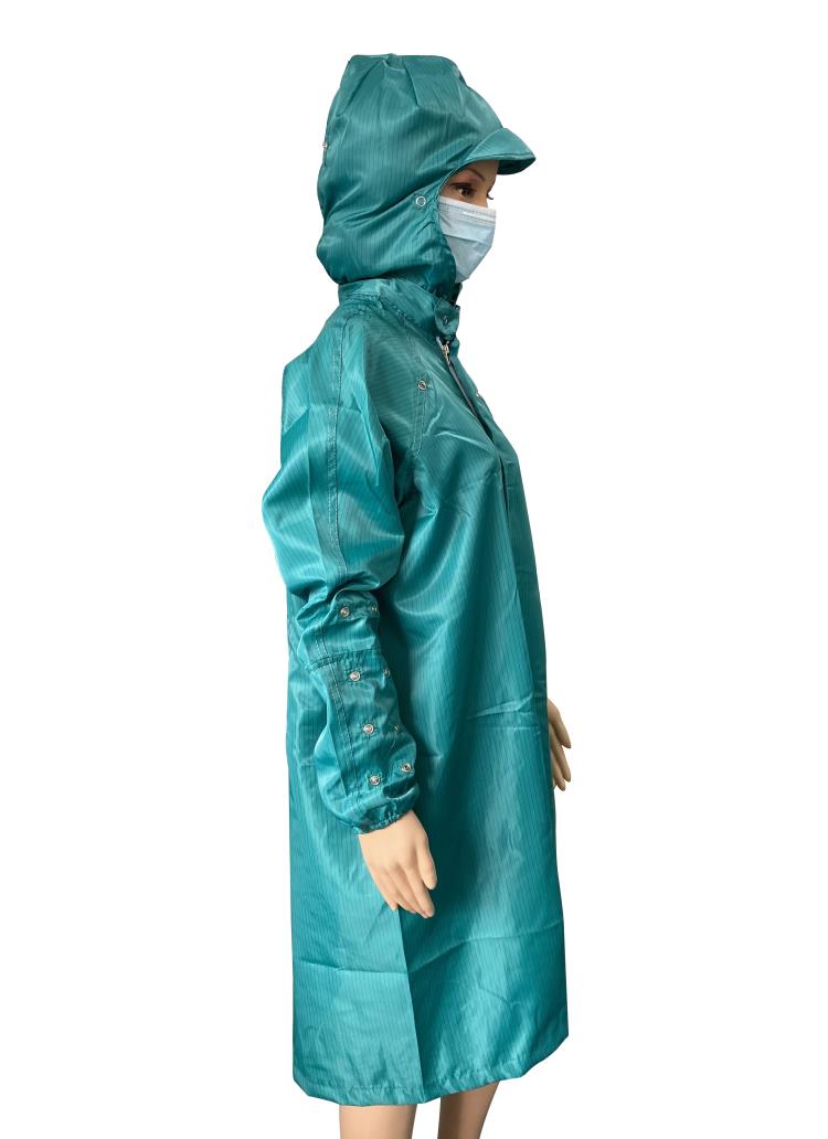 Hot Selling EPA Garments for Industrial Use Clean Room Green ESD Antistatic Smock Gown with Hood