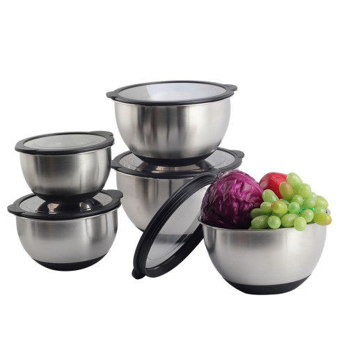 Stainless steel mixing bowl with Transparent lid