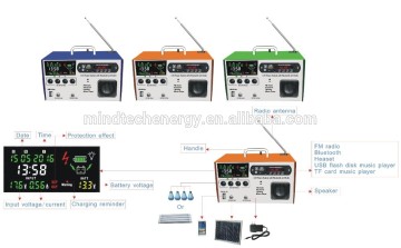 FM radio 10w Portable LCD screen display solar power system