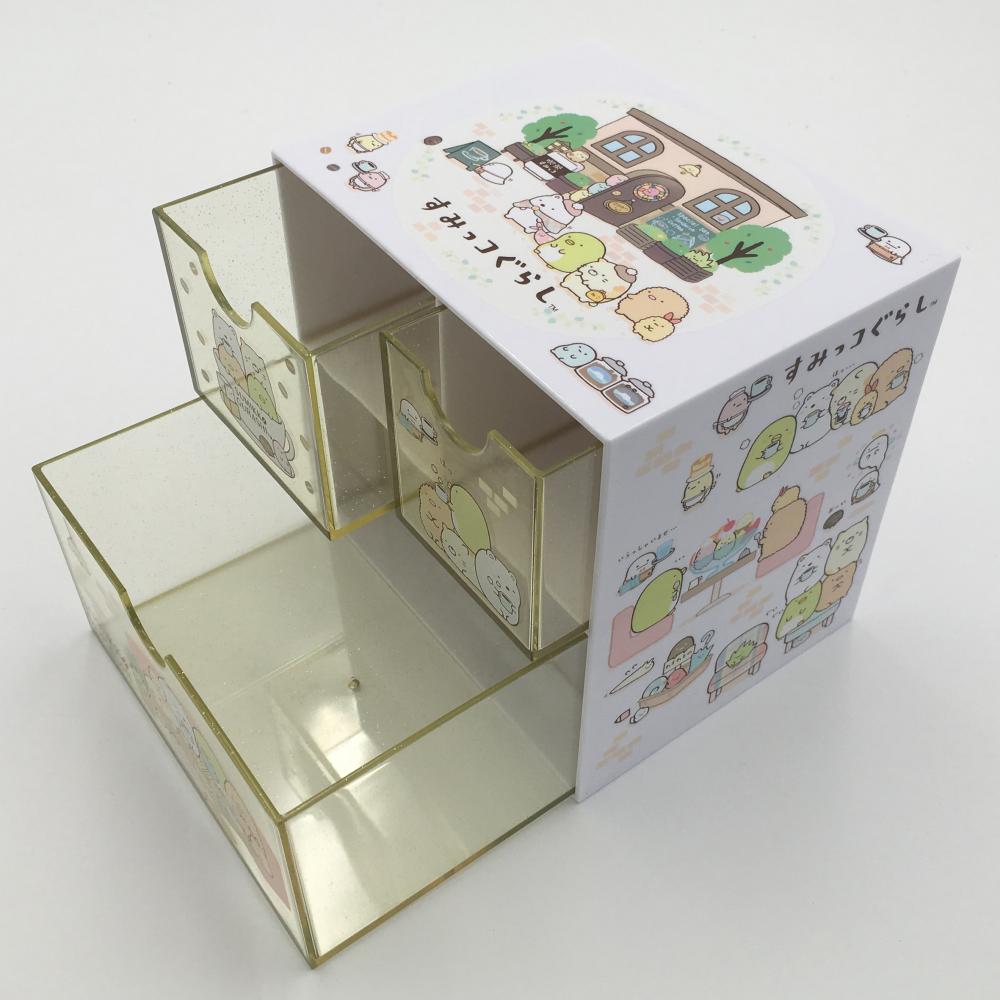 Plastic cube storage box with drawer