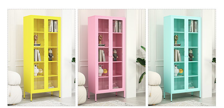 Storage Cabinet with Tempered Glass Display Cabinet