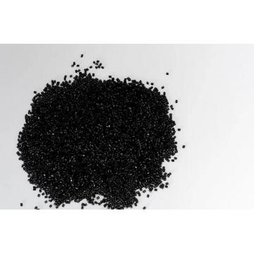 Yarn uses in-situ Nylon 6 black particles