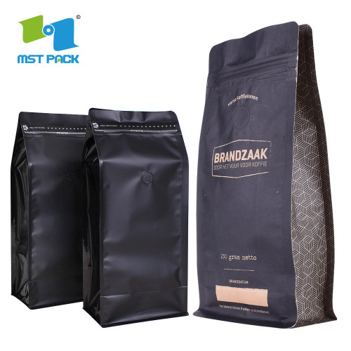 Bolsa de café de fundo plano impresso