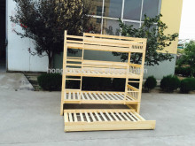 Triple bunk bed with trundle, bunk bed with trundle,pine wood Modern Appearance 3/three levels bunk bed