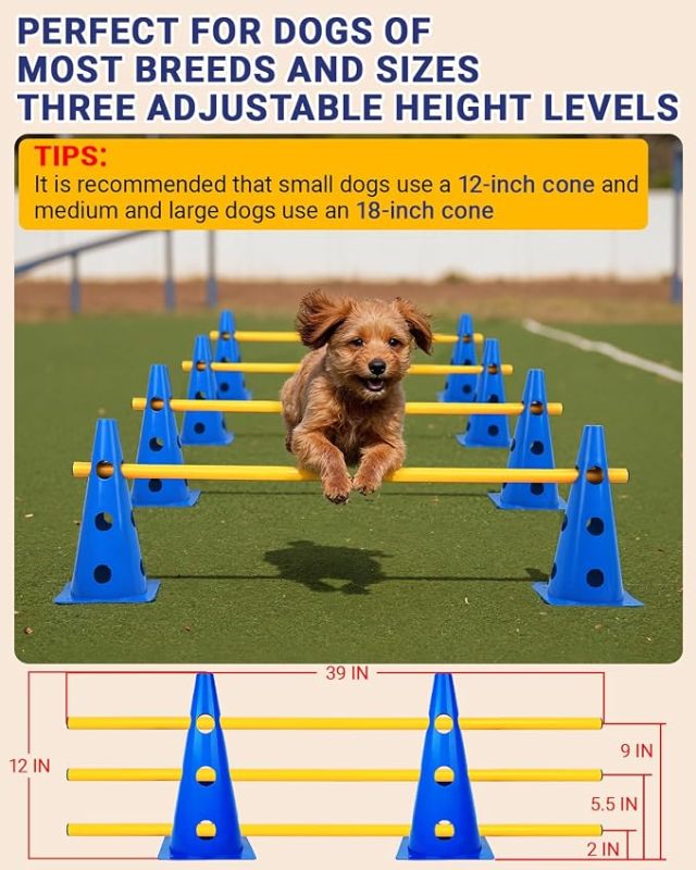 Adjustable Dog Agility Hurdle Cone Set for Recovery