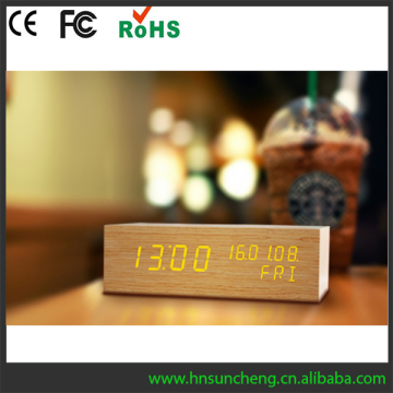 multifunctional high quality digital desktop solid wood clock