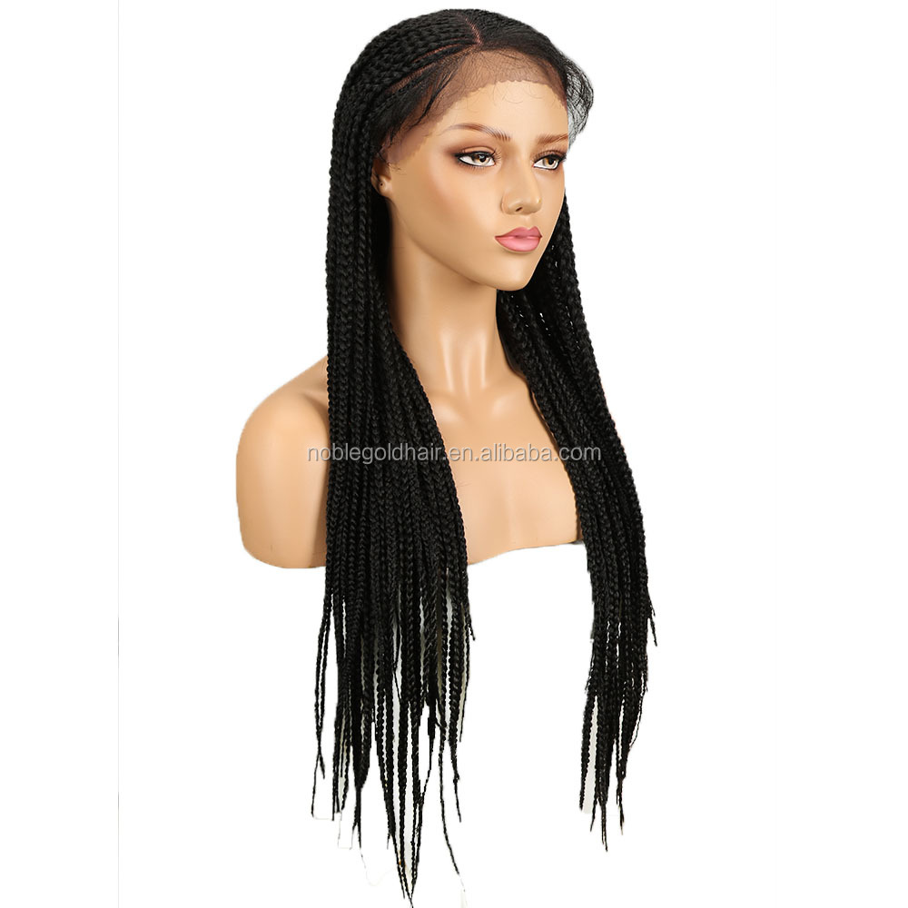 Noble gold new Magic lace front braided wigs with baby hair for black women 33 inches high heat fiber african braided wig