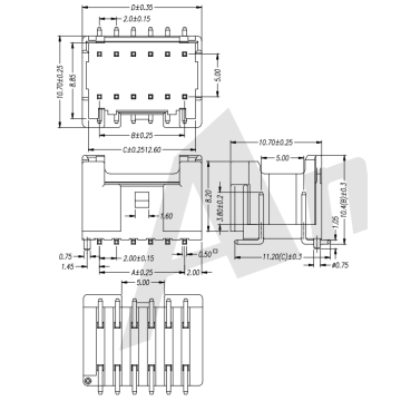 AW2015M-2XNP 2.00 मिमी पिच SMT वेफर कनेक्टर श्रृंखला