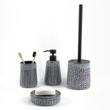 Sleek Grey Marble-Look Ceramic Bathroom Kit with All Essentials