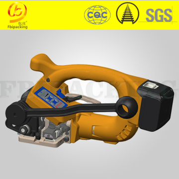 Battery strapping machine for platic straps