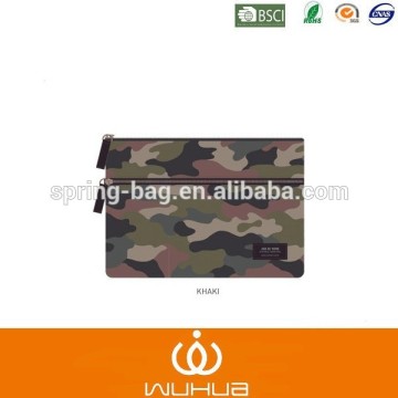 double metal zipper puller disruptive pattern print pencil case