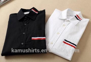 New designer mens casual dress shirts ribbon trimming shirts