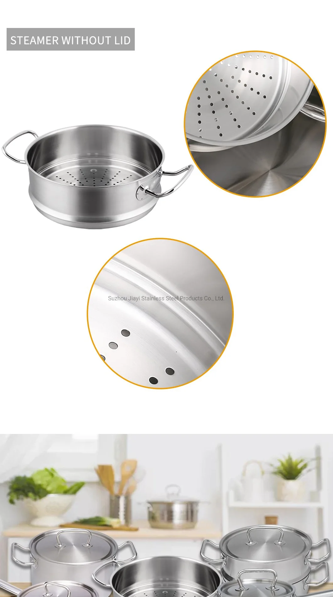 Penjualan Yang Baik Pabrik Direct Triply Saucepan Casserole Stainless Steel Antilengket Pan untuk Dapur