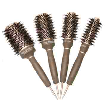 Coffee Ceramic Hair Styling Brush with Boar Bristles