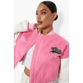 Logo personnalisé Veste de baseball dames Laine pure laine