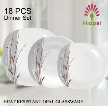 Heat Resistant Opal Glassware 18PCS Dinnerware Sets