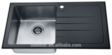 Tempered glass sink with drain board GTB8848R