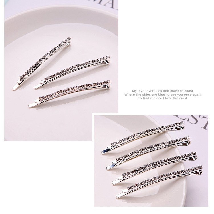 6cm/8.5cm long curved crystal bobby pins full rhinestone hair clip set 2 pcs bling hair pin