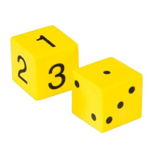 Bright Yellow Spot and Number Foam D6 Dice