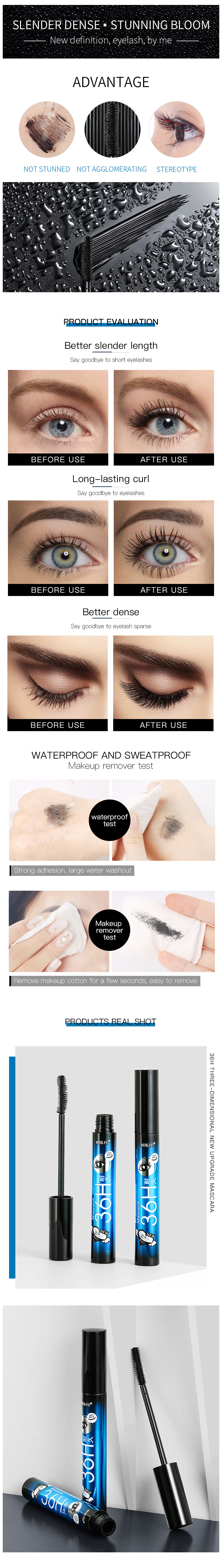 High Quality Waterproof 3D Makeup Eyelash Long-lasting Mascara Curling Natura Lengthening Eye Lash