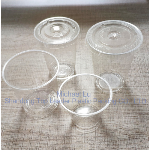 Clear PET cups with lids for cold drink