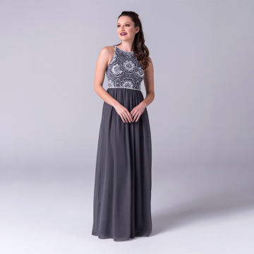 OEM western bridesmaid wear chiffon long gray summer pretty princess dresses