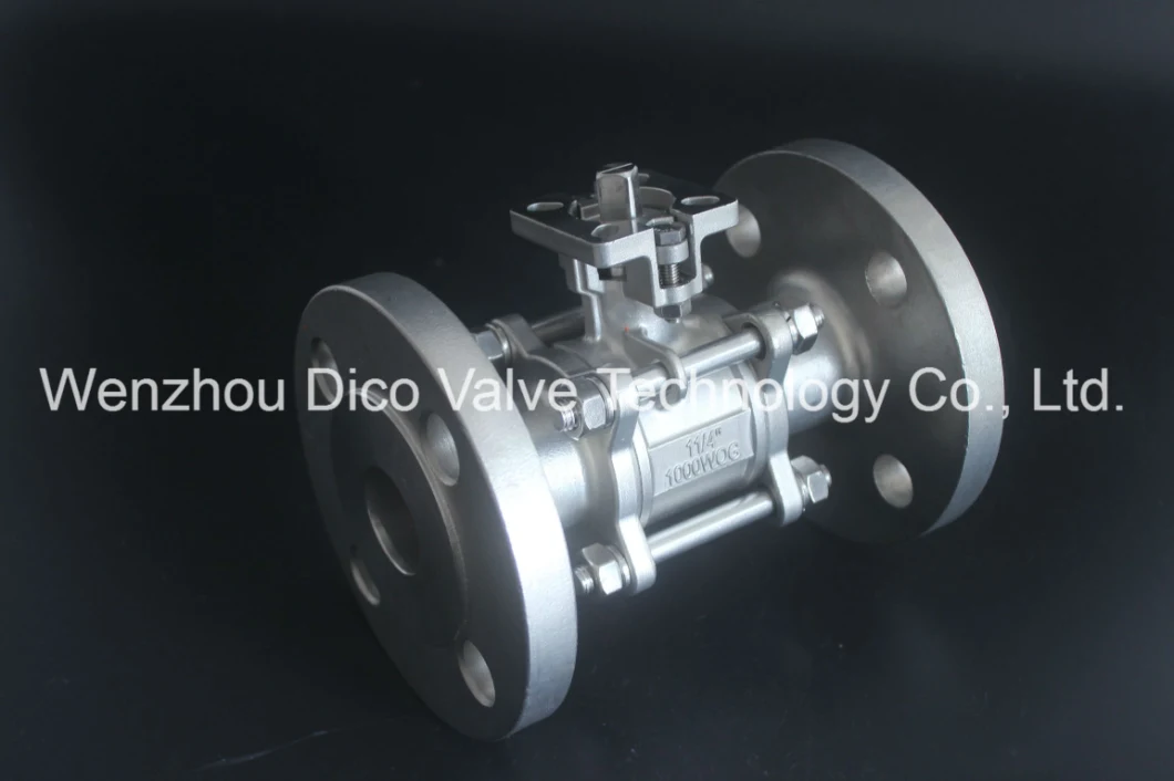 Dico Brand 3PC Floating API Stainless Steel Flange Ball Valve with Handle