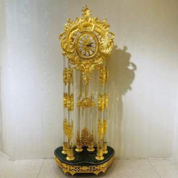 Luxurious Copper Grandfather Clock: European Floor Clock Crystal Standing Clock