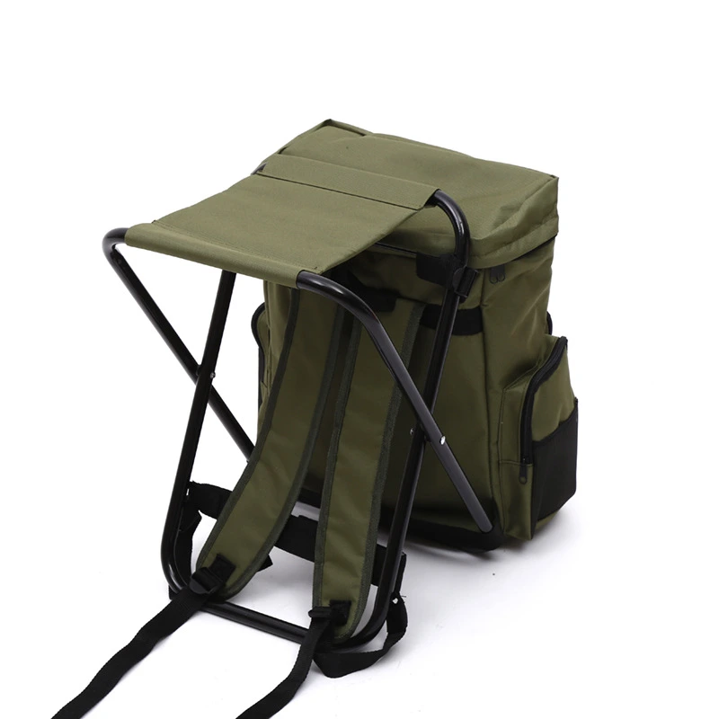 Factory Customized Large Capacity Outdoor Folding Backpack Chair Hiking Camping Multi-Function Backpack Sports Chair Fishing Bag