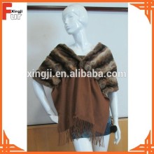 with metal hood Rex Rabbit Fur Shawl