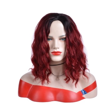 Wholesale Synthetic wigs medium long ombre Burgundy and black hair natural wave synthetic hair wigs for women