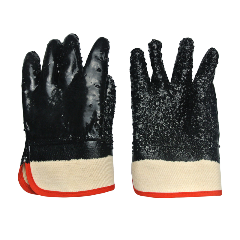 Guanti rivestiti in PVC nero Kevlar Linning